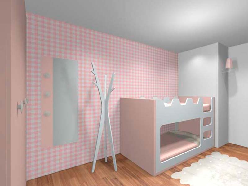 Habitación infantil rosa y blanco